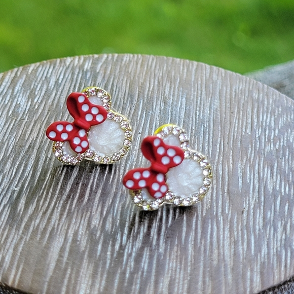 Jewelry - Bling Minnie CZ Gold Tone Post Earrings